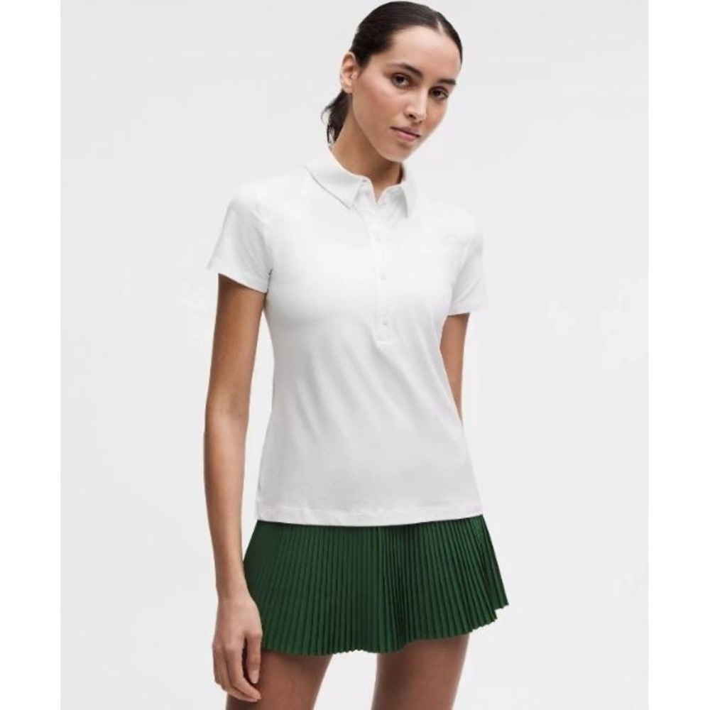 Lululemon Women's Polo Sz 4 White Quick dry Preppy Tennis Golf Athletic NEW READ
